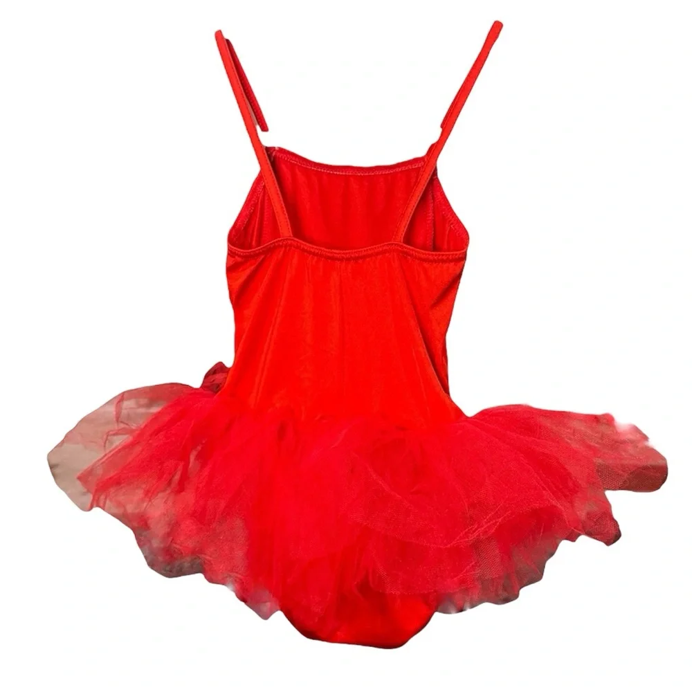 Liberts Dancewear | Kids Red Tutu Dress with Tulle Skirt, MC Medium Child
